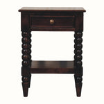 Arlen Spindle Bedside Table with 1 Drawer, Medium - Winewood Oak Bedside Tables - Bokel Home