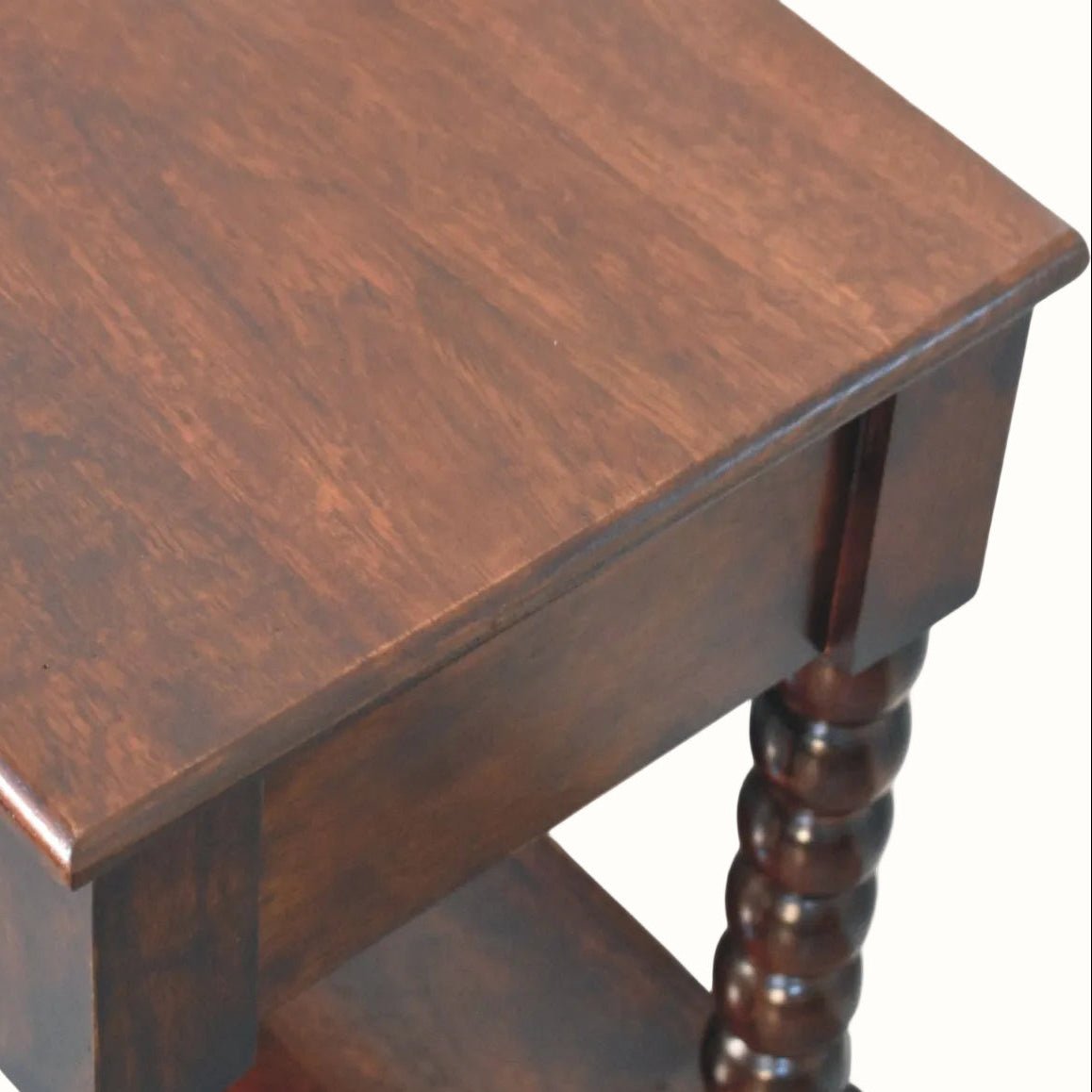 Arlen Spindle Bedside Table with 1 Drawer, Medium - Winewood Oak Bedside Tables - Bokel Home