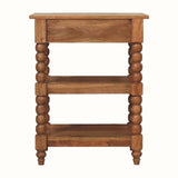 Arlen Spindle Bedside Table with Storage, Medium - Golden Teak Bedside Tables - Bokel Home