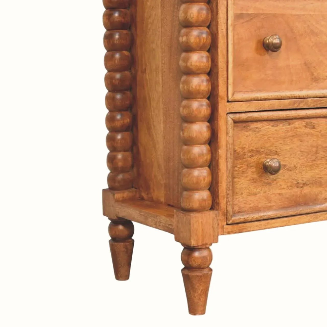 Arlen Spindle Chest of 3 Drawers - Amber Oak Chest of Drawers - Bokel Home