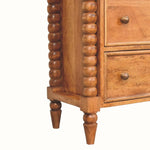 Arlen Spindle Chest of 3 Drawers - Amber Oak Chest of Drawers - Bokel Home