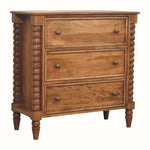 Arlen Spindle Chest of 3 Drawers - Amber Oak Chest of Drawers - Bokel Home
