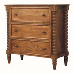 Arlen Spindle Chest of 3 Drawers - Amber Oak Chest of Drawers - Bokel Home
