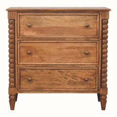 Arlen Spindle Chest of 3 Drawers - Amber Oak