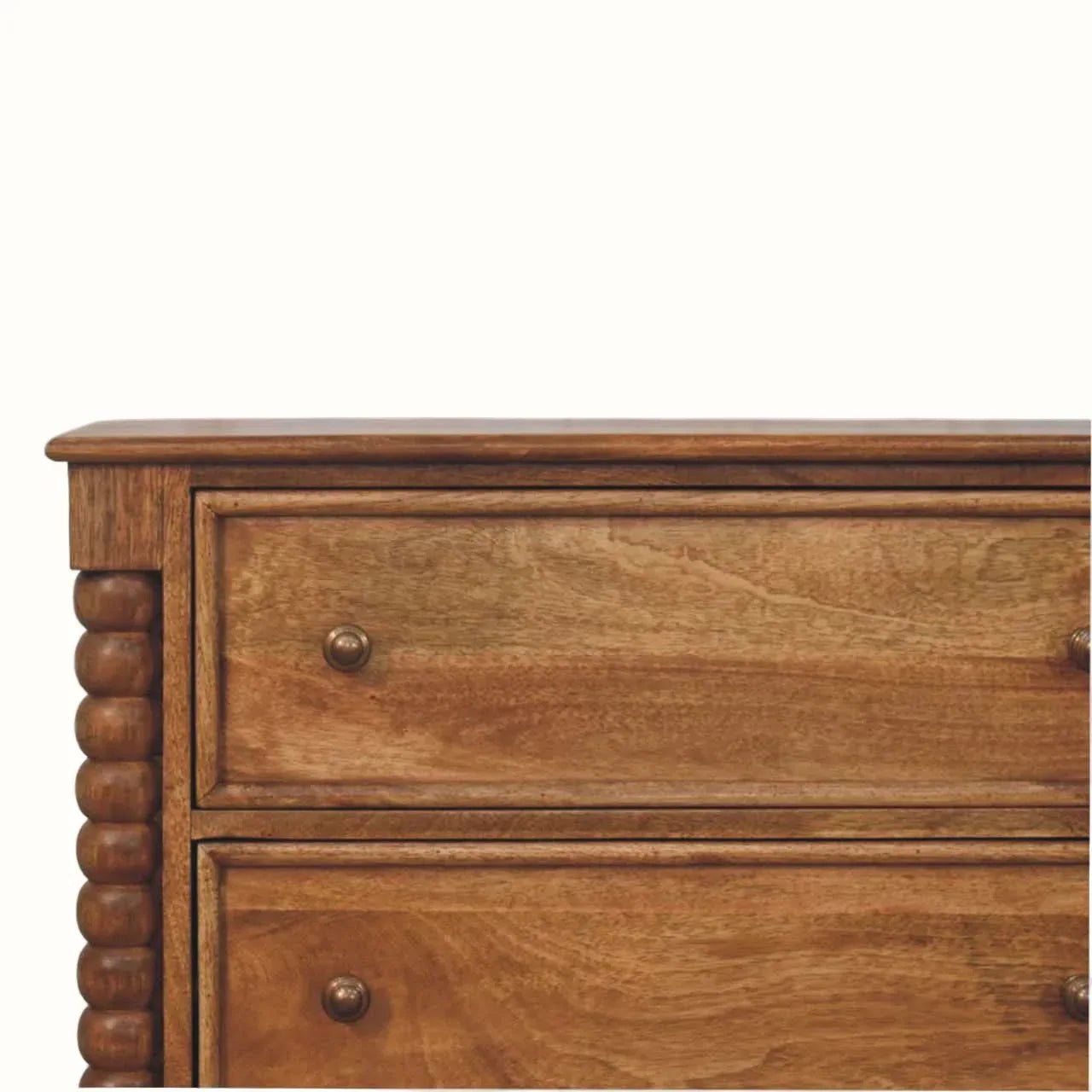Arlen Spindle Chest of 3 Drawers - Amber Oak Chest of Drawers - Bokel Home