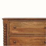 Arlen Spindle Chest of 3 Drawers - Amber Oak Chest of Drawers - Bokel Home