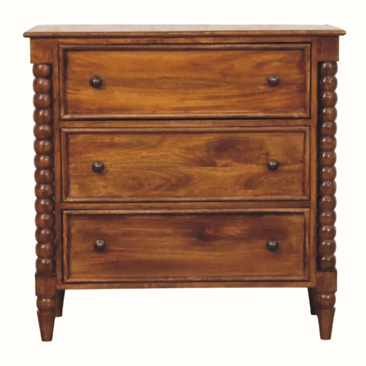 Arlen Spindle Chest of 3 Drawers - Chestnut Chest of Drawers - Bokel Home
