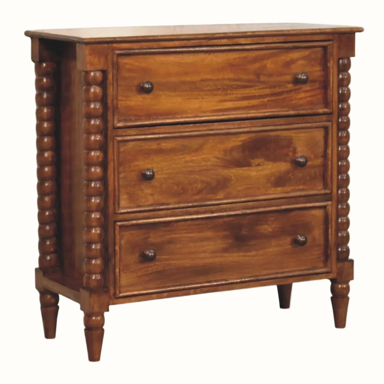 Arlen Spindle Chest of 3 Drawers - Chestnut Chest of Drawers - Bokel Home