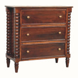 Arlen Spindle Chest of 3 Drawers - Winewood Oak Chest of Drawers - Bokel Home