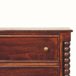 Arlen Spindle Chest of 3 Drawers - Winewood Oak Chest of Drawers - Bokel Home