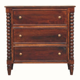 Arlen Spindle Chest of 3 Drawers - Winewood Oak Chest of Drawers - Bokel Home
