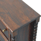 Arlen Spindle Chest of 3 Drawers - Winewood Oak Chest of Drawers - Bokel Home