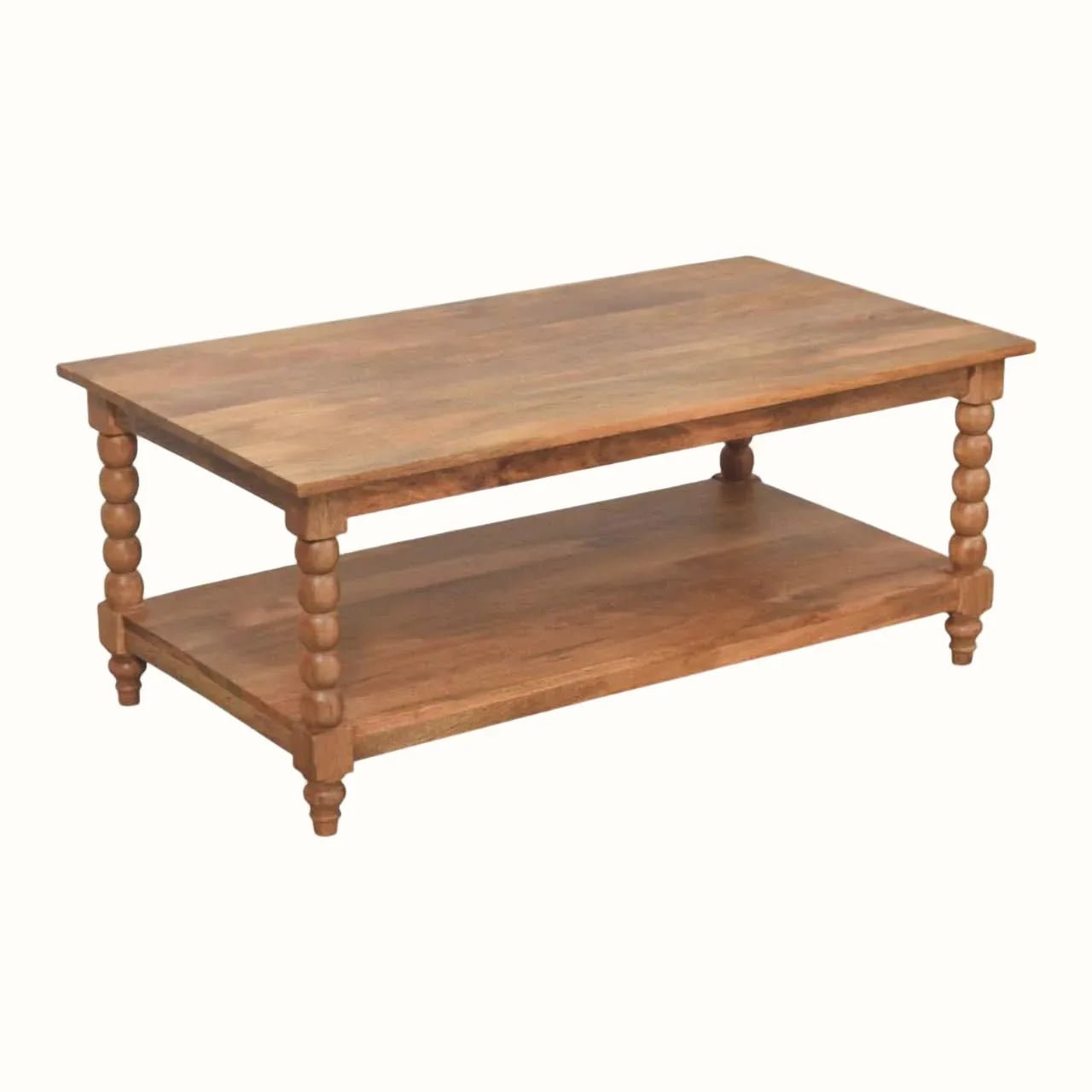Arlen Spindle Coffee Table with Open Storage, Large - Golden Teak Coffee Tables - Bokel Home