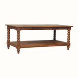 Arlen Spindle Coffee Table with Open Storage, Large - Golden Teak Coffee Tables - Bokel Home