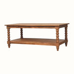 Arlen Spindle Coffee Table with Open Storage, Large - Golden Teak Coffee Tables - Bokel Home