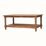 Arlen Spindle Coffee Table with Open Storage, Large - Golden Teak Coffee Tables - Bokel Home