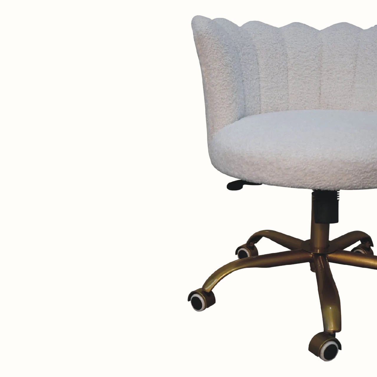 Arlo White Boucle Swivel Office Chair Accent Chairs - Bokel Home