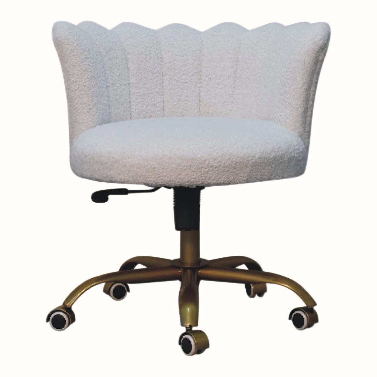 Arlo White Boucle Swivel Office Chair Accent Chairs - Bokel Home