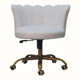 Arlo White Boucle Swivel Office Chair Accent Chairs - Bokel Home