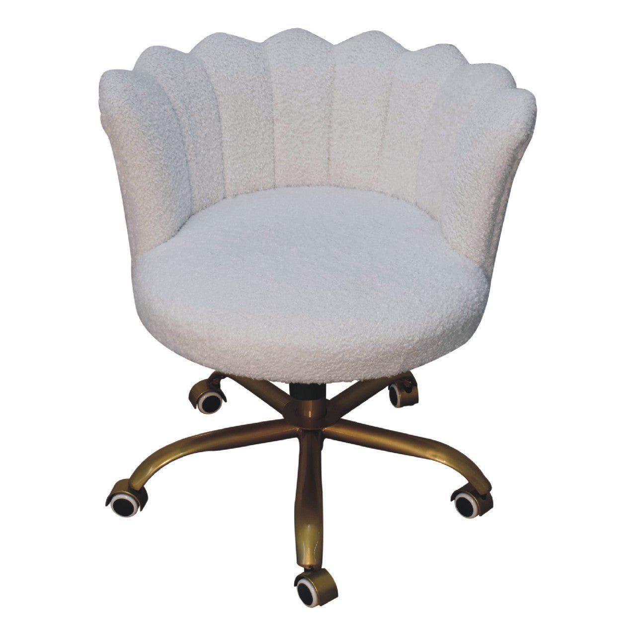 Arlo White Boucle Swivel Office Chair Accent Chairs - Bokel Home