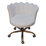 Arlo White Boucle Swivel Office Chair Accent Chairs - Bokel Home