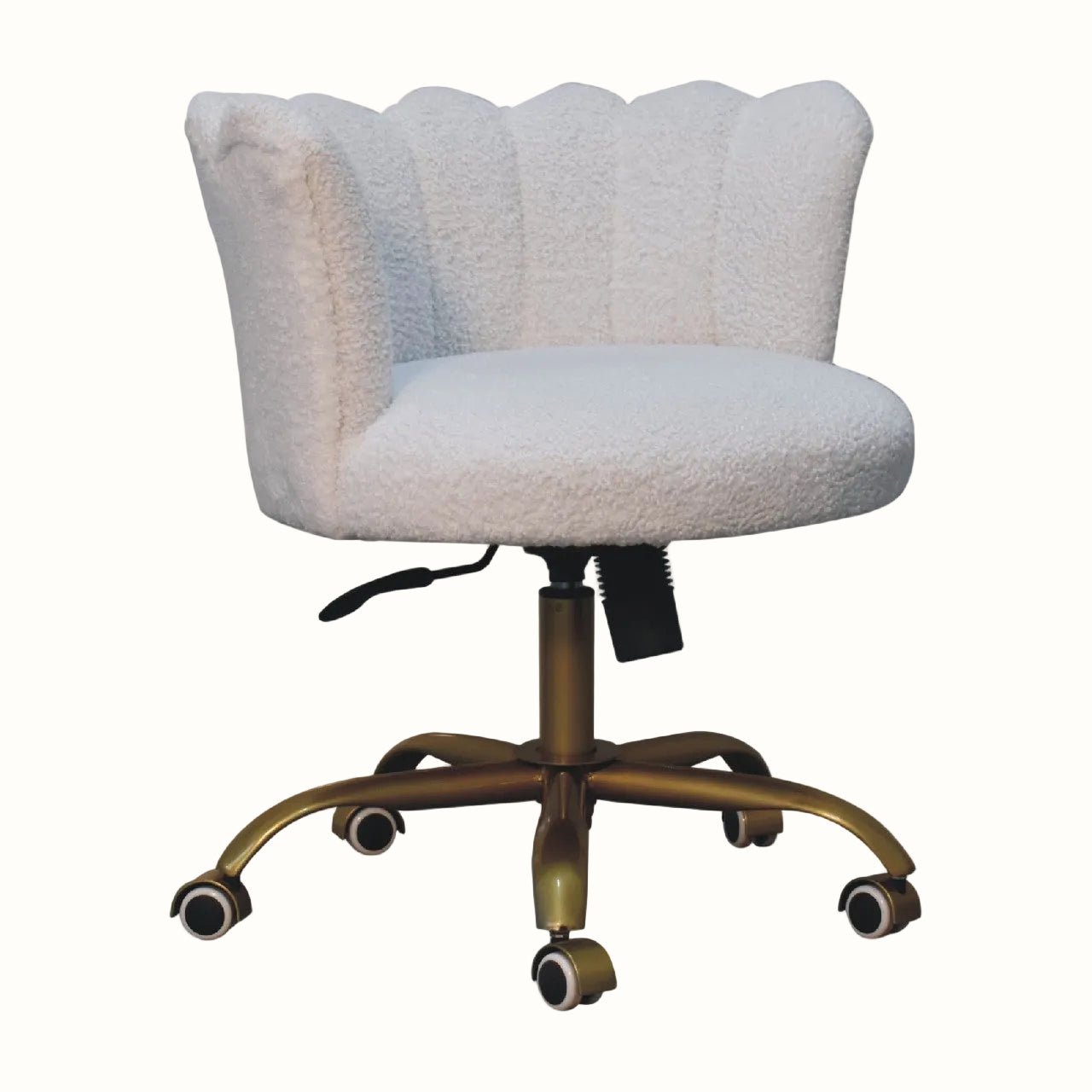Arlo White Boucle Swivel Office Chair Accent Chairs - Bokel Home