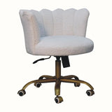 Arlo White Boucle Swivel Office Chair Accent Chairs - Bokel Home