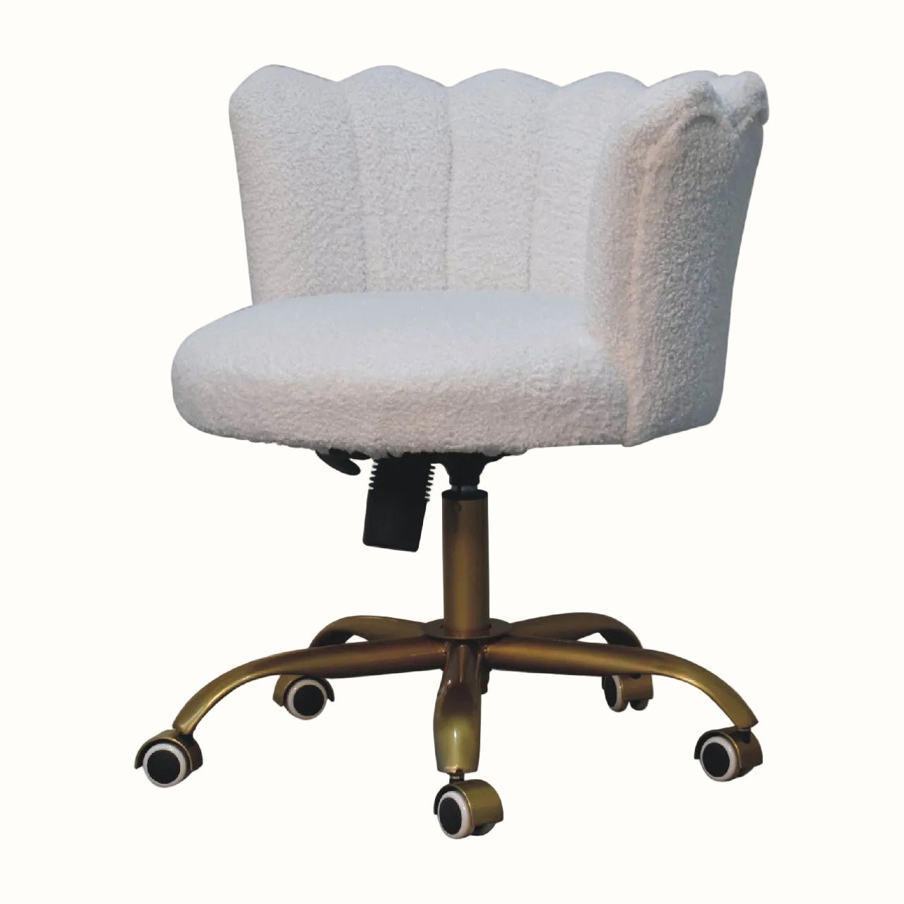 Arlo White Boucle Swivel Office Chair Accent Chairs - Bokel Home