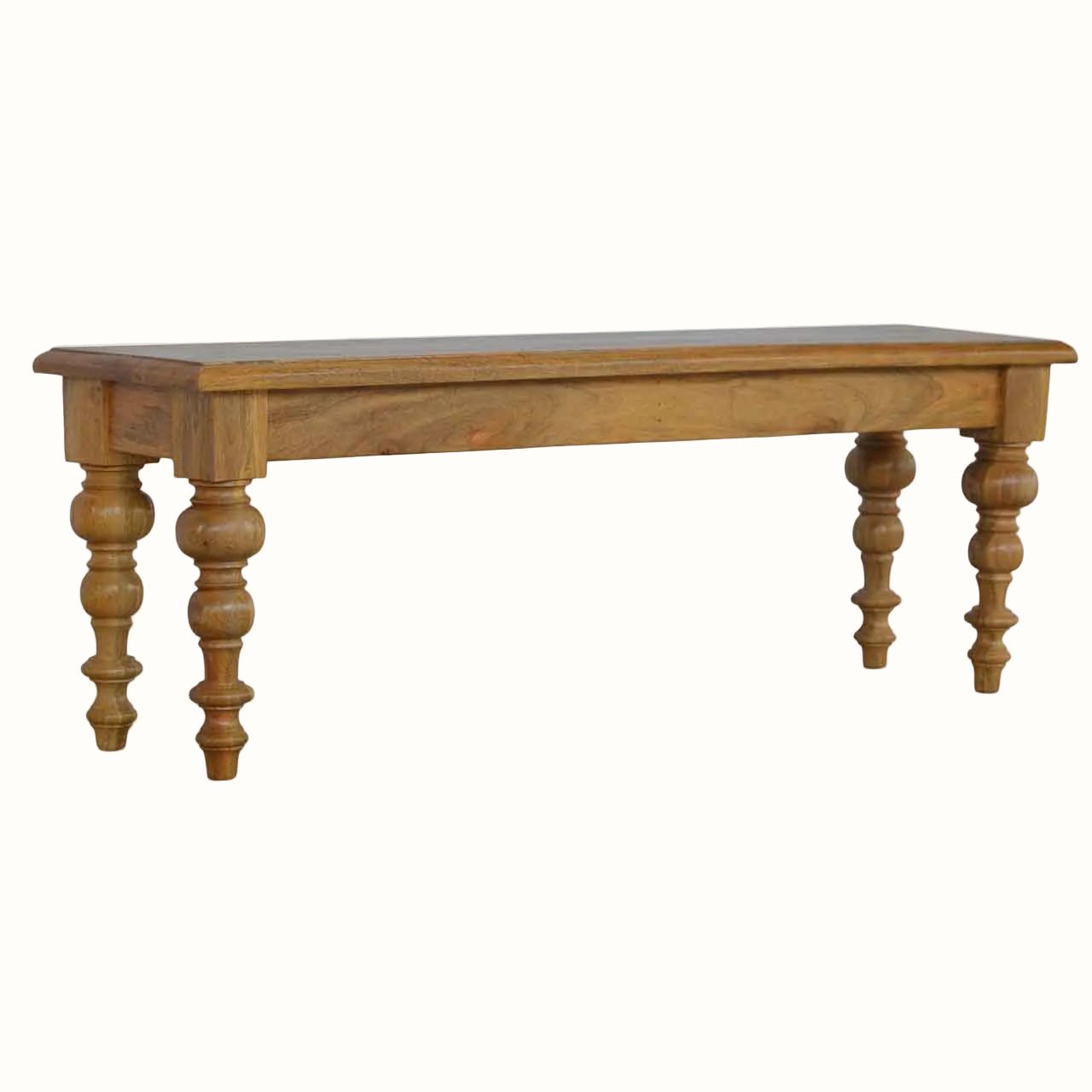 Arno Wooden Bench with Turned Feet - Natural Bench - Bokel Home