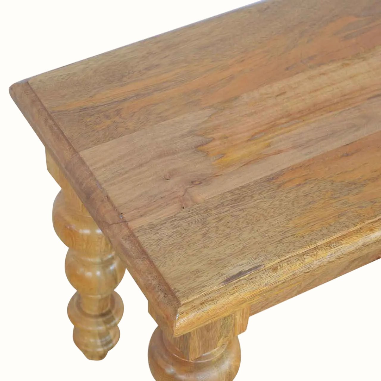 Arno Wooden Bench with Turned Feet - Natural Bench - Bokel Home