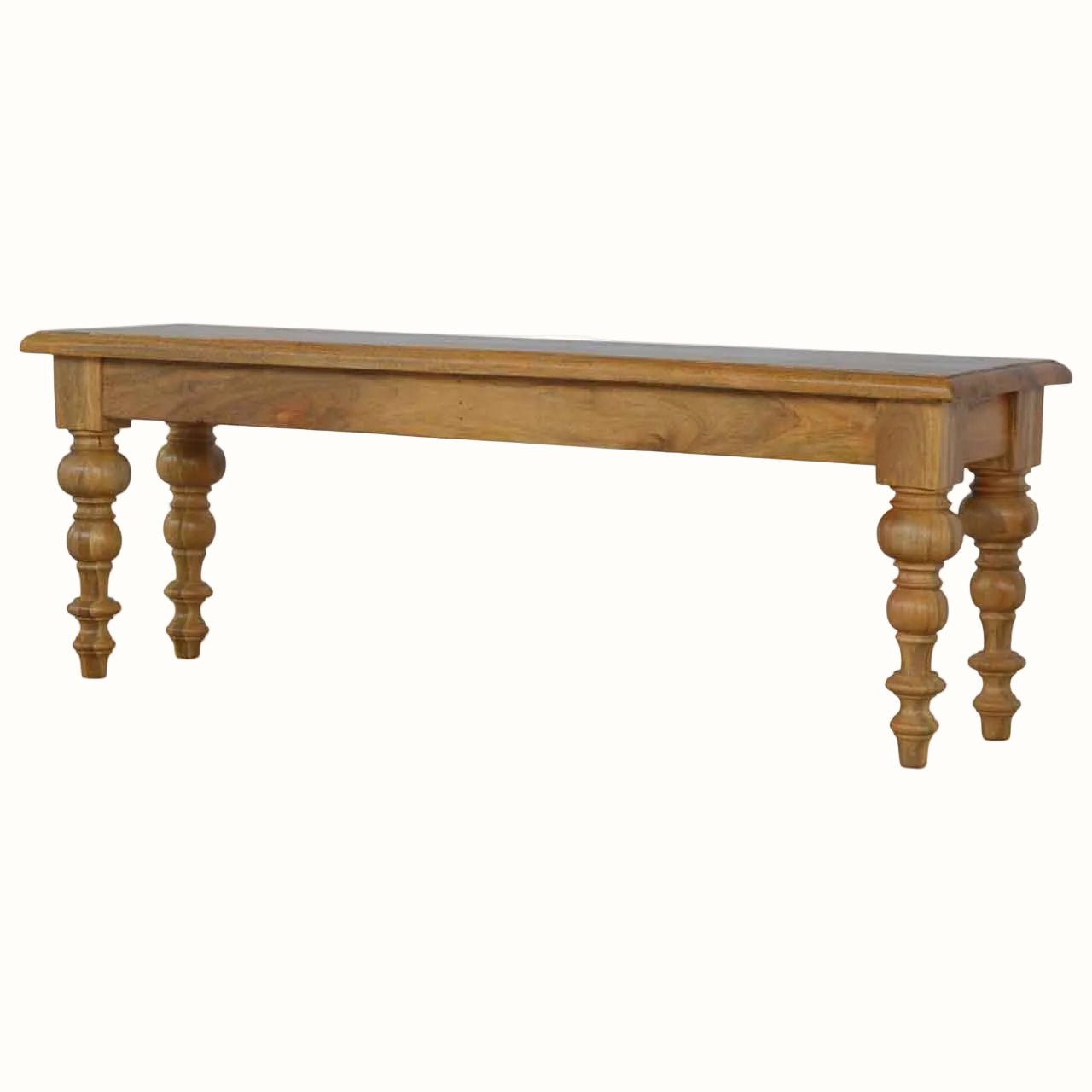 Arno Wooden Bench with Turned Feet - Natural Bench - Bokel Home