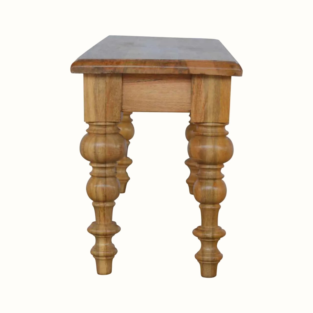 Arno Wooden Bench with Turned Feet - Natural Bench - Bokel Home
