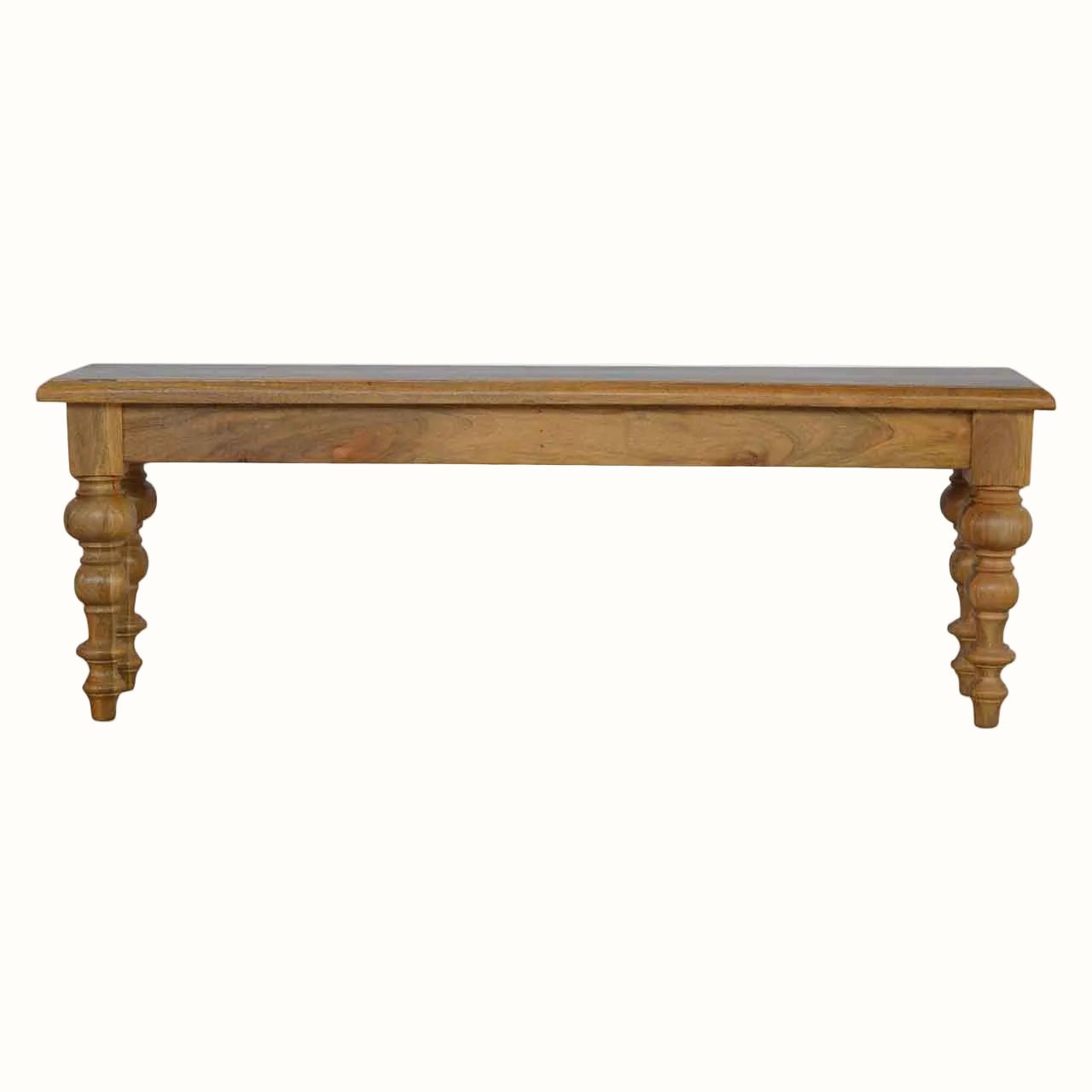 Arno Wooden Bench with Turned Feet - Natural Bench - Bokel Home
