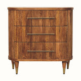Astrid Ribbed 3 Drawer Chest, Medium - Amber Oak Chest of Drawers - Bokel Home
