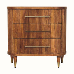 Astrid Ribbed 3 Drawer Chest, Medium - Amber Oak Chest of Drawers - Bokel Home