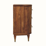 Astrid Ribbed 3 Drawer Chest, Medium - Amber Oak Chest of Drawers - Bokel Home