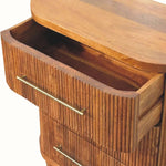 Astrid Ribbed 3 Drawer Chest, Medium - Amber Oak Chest of Drawers - Bokel Home