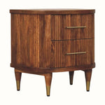 Astrid Ribbed Bedside Table with 2 Drawers, Medium - Amber Oak Bedside Tables - Bokel Home