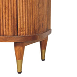 Astrid Ribbed Bedside Table with 2 Drawers, Medium - Amber Oak Bedside Tables - Bokel Home