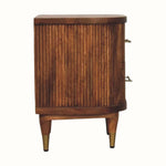 Astrid Ribbed Bedside Table with 2 Drawers, Medium - Amber Oak Bedside Tables - Bokel Home