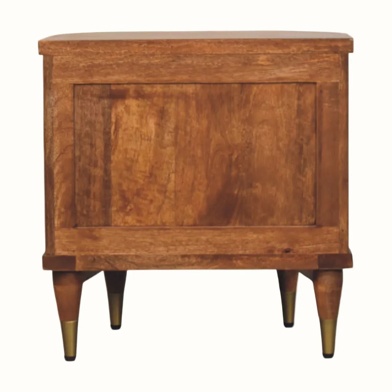 Astrid Ribbed Bedside Table with 2 Drawers, Medium - Amber Oak Bedside Tables - Bokel Home