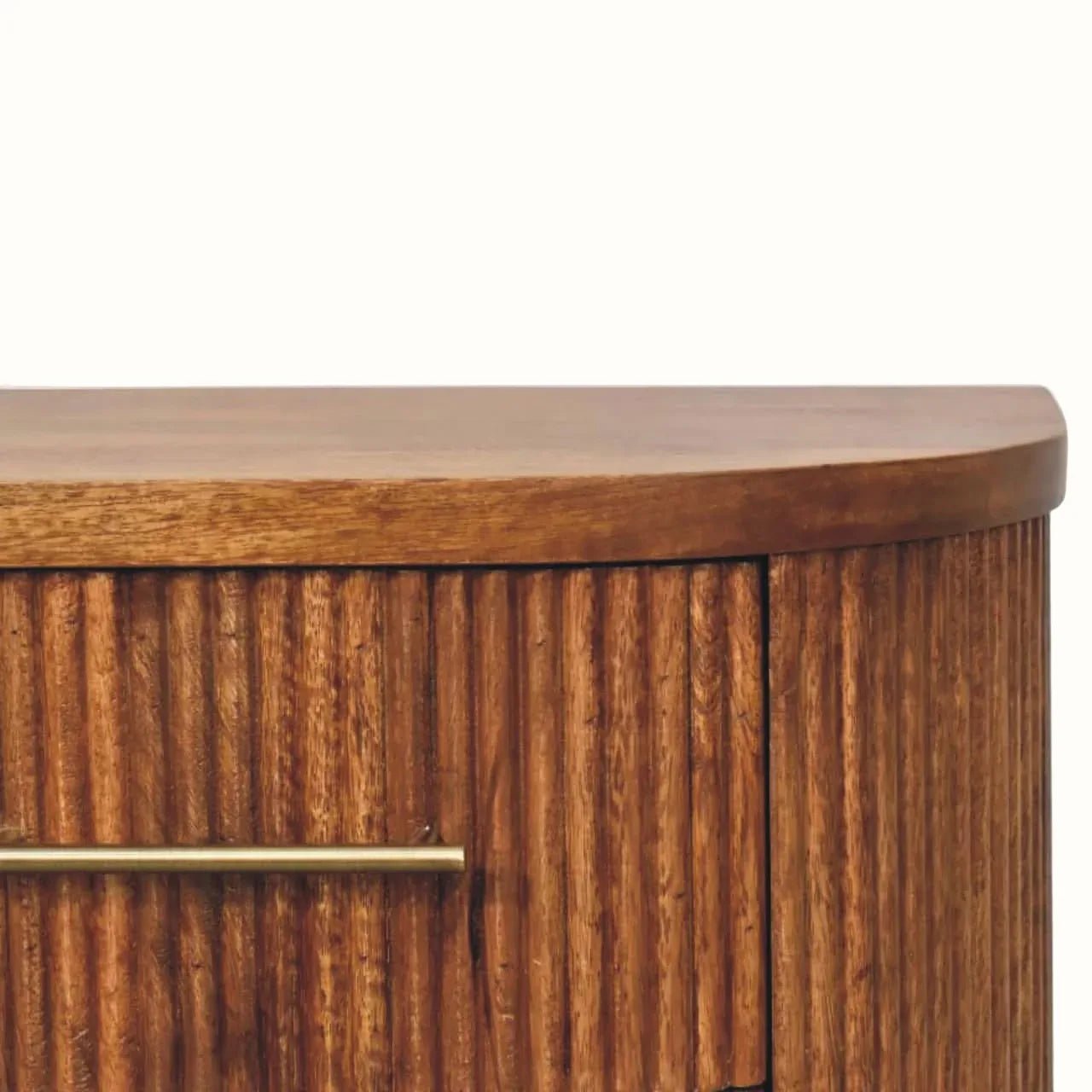 Astrid Ribbed Bedside Table with 2 Drawers, Medium - Amber Oak Bedside Tables - Bokel Home