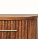 Astrid Ribbed Bedside Table with 2 Drawers, Medium - Amber Oak Bedside Tables - Bokel Home
