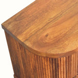 Astrid Ribbed Bedside Table with 2 Drawers, Medium - Amber Oak Bedside Tables - Bokel Home