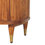 Astrid Ribbed Bedside Table with 2 Drawers, Medium - Amber Oak Bedside Tables - Bokel Home