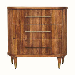 Astrid Ribbed 3 Drawer Chest, Medium - Amber Oak