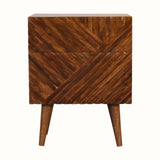 Babej 2 Drawer Bedside Table, Medium - Chestnut Bedside Tables - Bokel Home