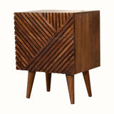 Babej 2 Drawer Bedside Table, Medium - Chestnut Bedside Tables - Bokel Home