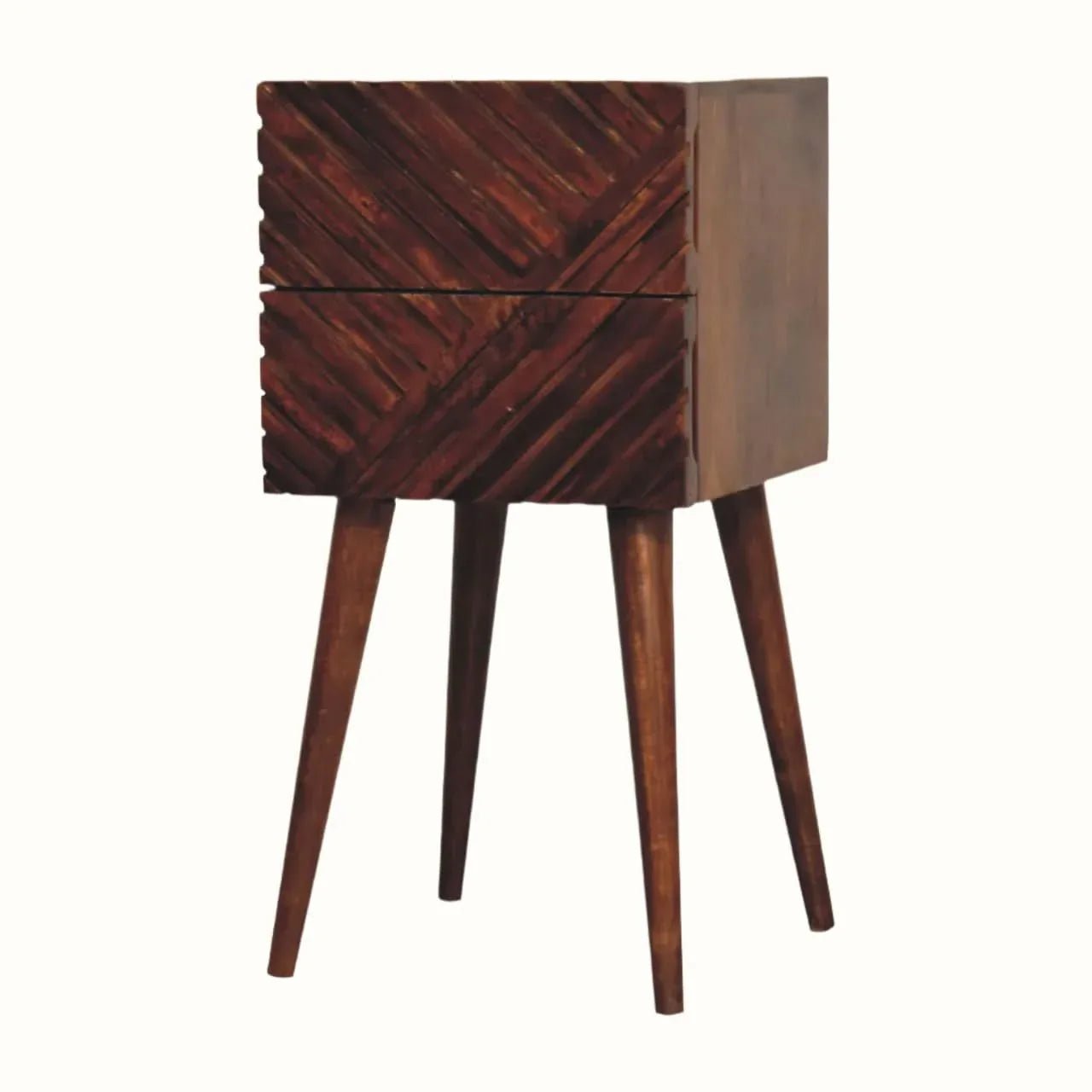 Babej 2 Drawer Bedside Table, Small - Chestnut Bedside Tables - Bokel Home