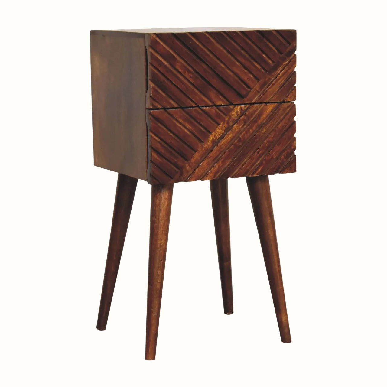 Babej 2 Drawer Bedside Table, Small - Chestnut Bedside Tables - Bokel Home